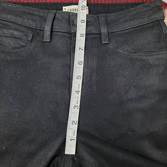 L'Agence Oriana High Rise Straight Leg Noir Coated Jeans Sz 24 Black Shimmery - Picture 6 of 12